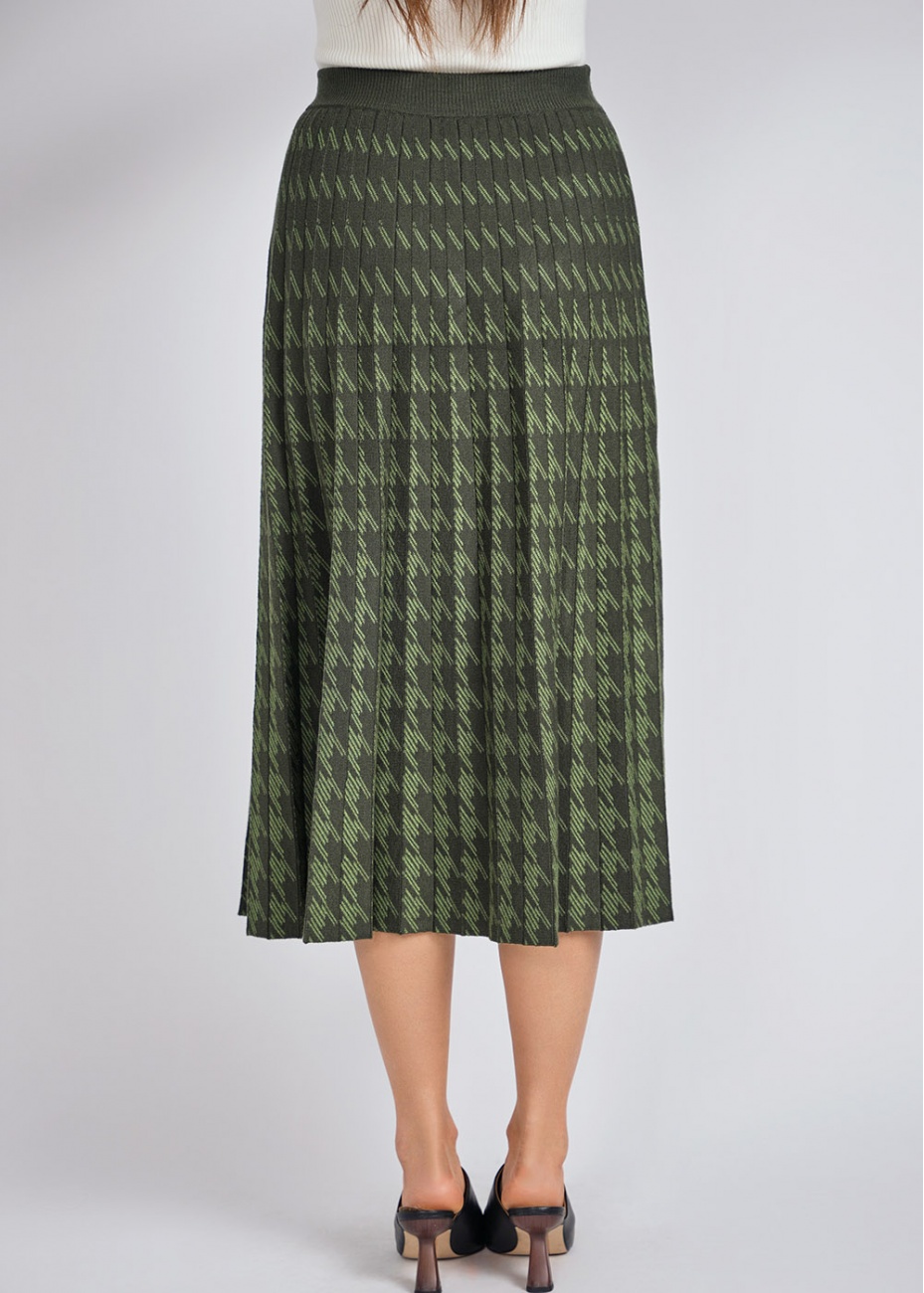 Houndstooth pleated maxi skirt best sale